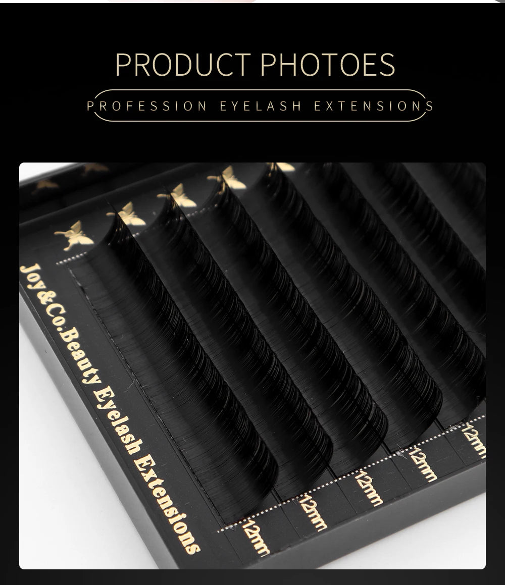 JoyCo Eyelash Extension Korean Pbt Individual Silk Eyelash 0.03-0.15 Premium Matte Black Volume Cosplay Makeup Classic Lashes