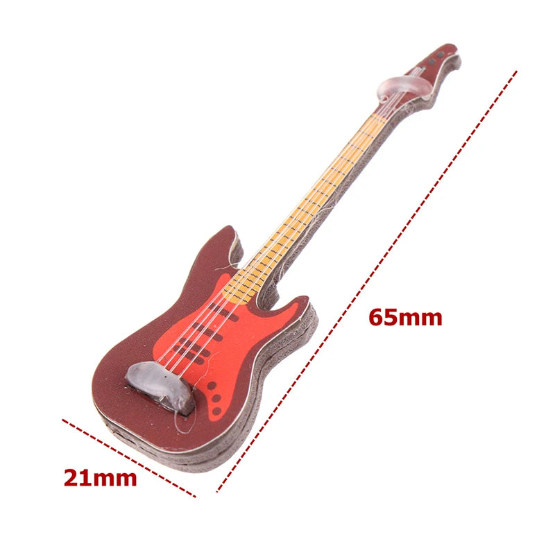 1:12 Dollhouse Miniature Guitar Microphone Sheet Music Combination Musical Instrument Furniture Model Decor Accessory