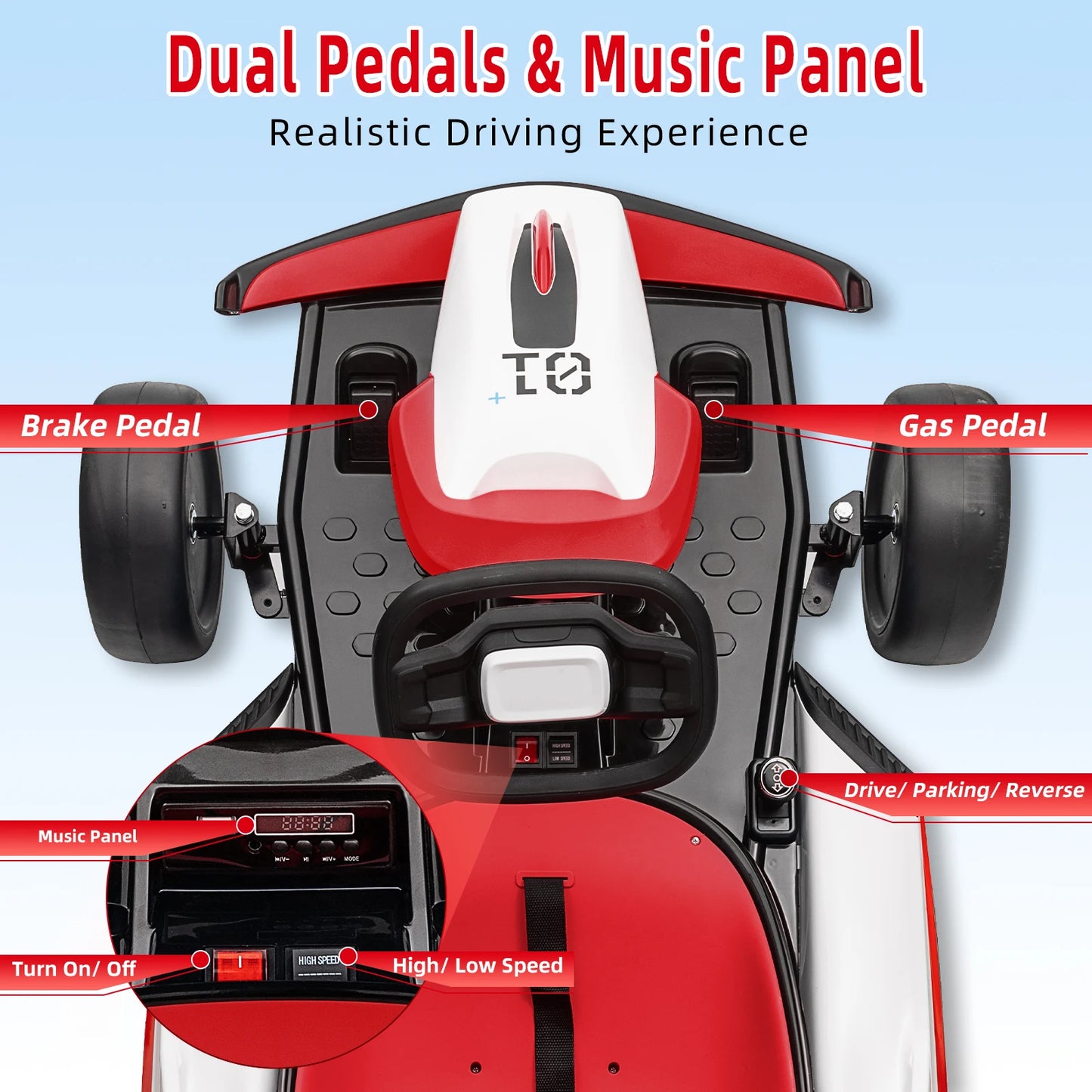 24V Go Kart Ride On Racing Toy for Kids 6+ Ride On Drift Kart with 200W*2 Extra Powerful Motors Large Battery with Music Horn