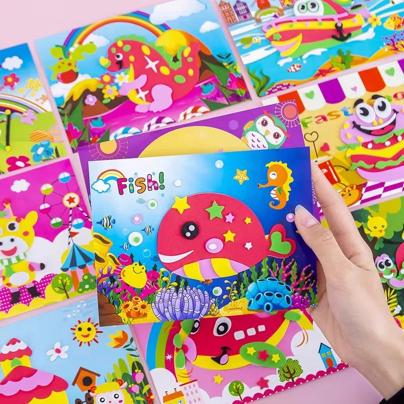 5/10/20pcs Children EVA Foam Sticker Toy 3D Puzzle Early Education Toys Cute Cartoon Animal Puzzle for Kids Toy Girls Gift TMZ