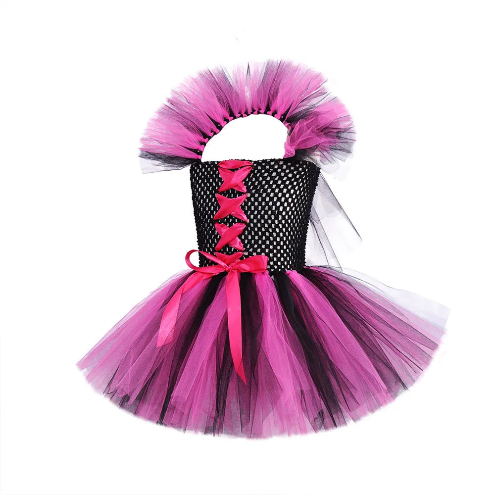 Kids Halloween Witch Costumes for Girls Carnival Party Fancy Dress Children Witches Disguise Tutu Outfit Clothes with Broom Hat