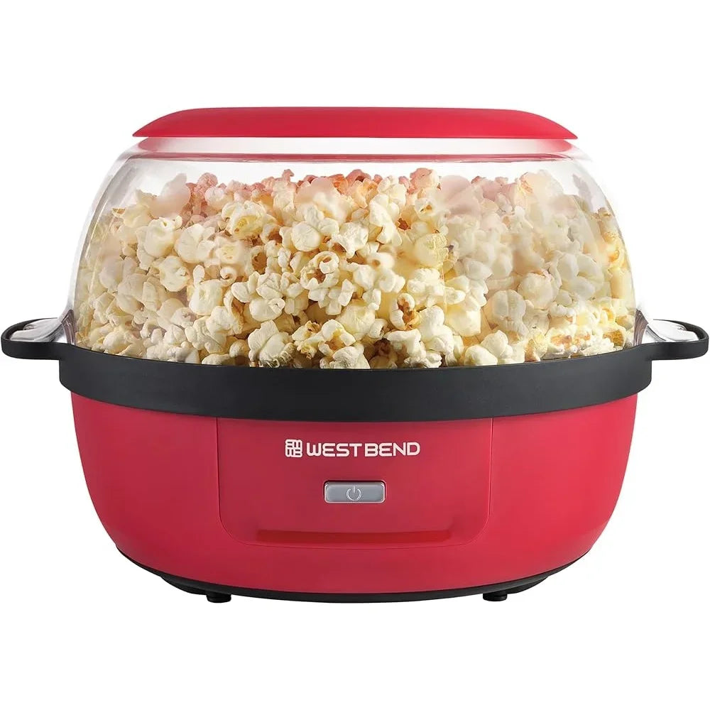 Stir Crazy Hot Oil Popcorn Popper Machine with Large Serving Lid and Motorized Stirring Rod 6Qt Capacity Movie Nights