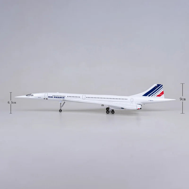 50CM 1/125 Scale Plane Concorde Air France Airline Model Airplane Toy Resin Airfrance Aircraft with Landing Gears Lights