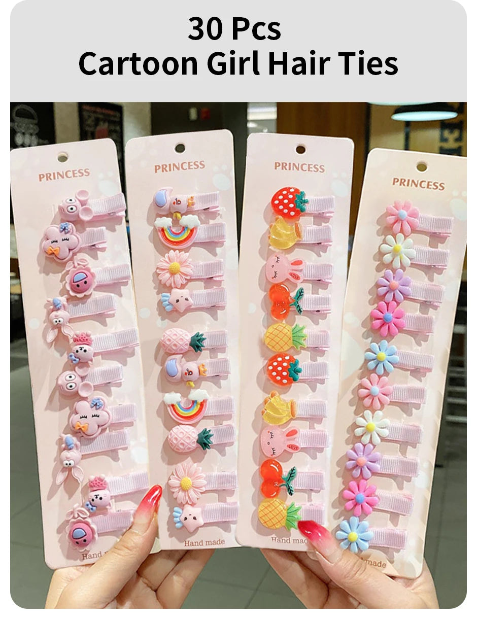 30Pcs Set Baby Hair Clips Cartoon Bows Flower Girls Hairpins Sweet Children Clips Barrettes Baby Hair Accessories