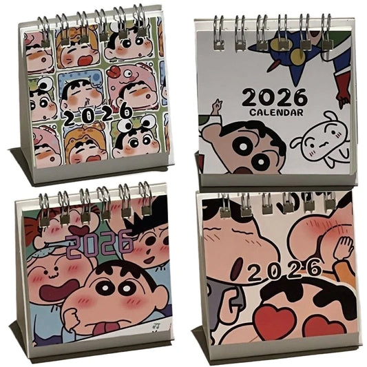 2026 Crayon Shin-chan Mini Calendar Anime Desk Calendar Creative Coil Calendar Planner Desktop Decoration Office Stationery Gift
