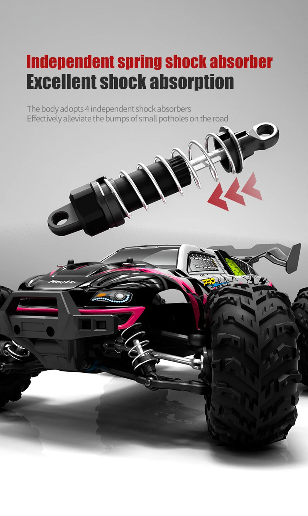 JJRC 70KM/H RC Off-Road Car 1:16 4WD High Speed Cars With Led Lights 2.4G Inductor Brushless Remote Control Cars Children Toys