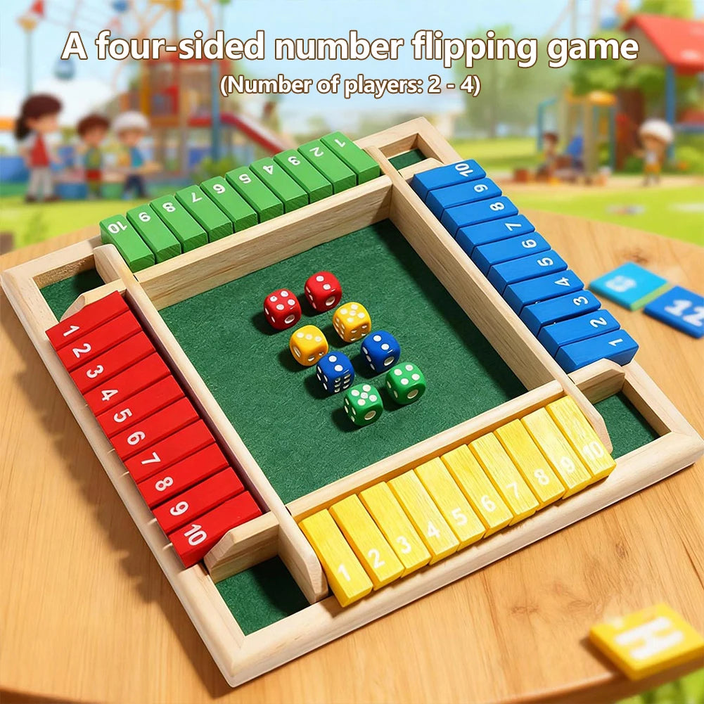 4/6 Players Shut The Box Dice Game Wooden Board Table Math Game Tabletop Games Six Sided Flop Game Indoor Games Shut The Box