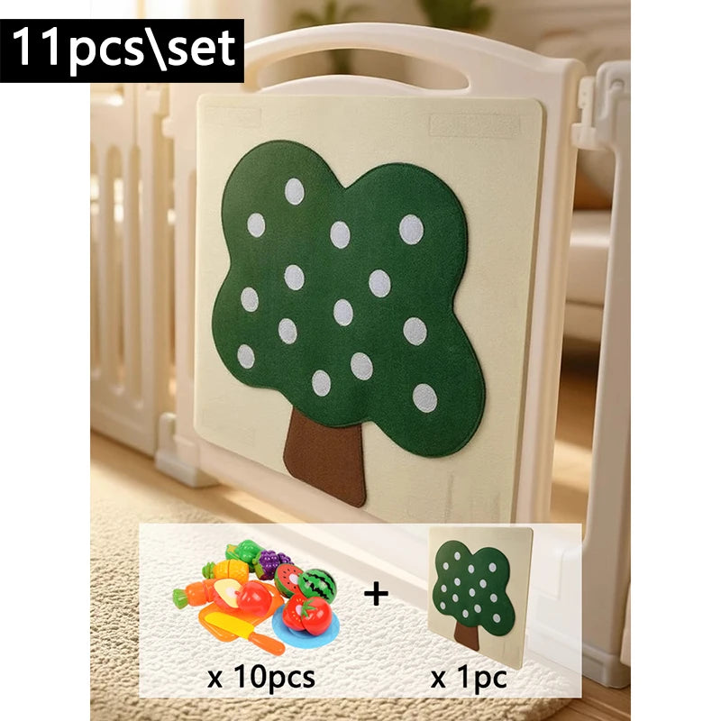 Baby Felt Board Play Food Toys Wall Sticker Fruits Vegetables Pretend Play Kitchen Games Fine Motor Skills Early Educational Toy