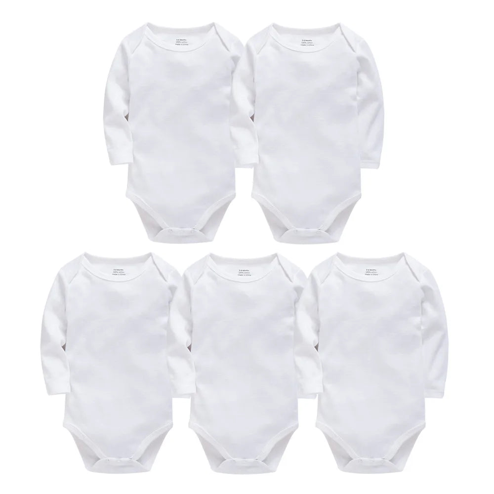 Solid White Baby Clothes Long Sleeve Cotton Baby Girls Boys Bodysuit Newborn body bebe 0-24 months Infant Jumpsuit