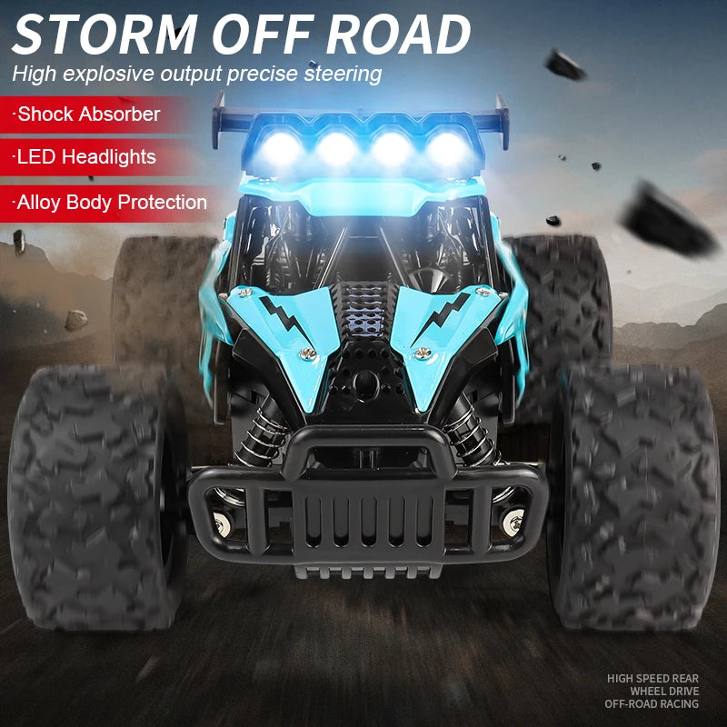 Remote Control Car RC Drift Racing 1:16 Vehicle Off Road Alloy 2.4G Radio High-Speed Trucks With LED Light Climbing Gift Kid Toy