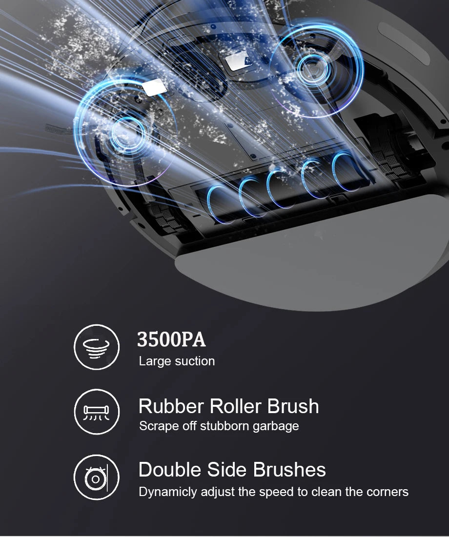 Robot Vacuum Cleaner Combo Mop,3500PA Suction Robotic,WiFi/Voice Control,Auto-Recharge,Pet Hair For Home Vacuum Cleaning Robot