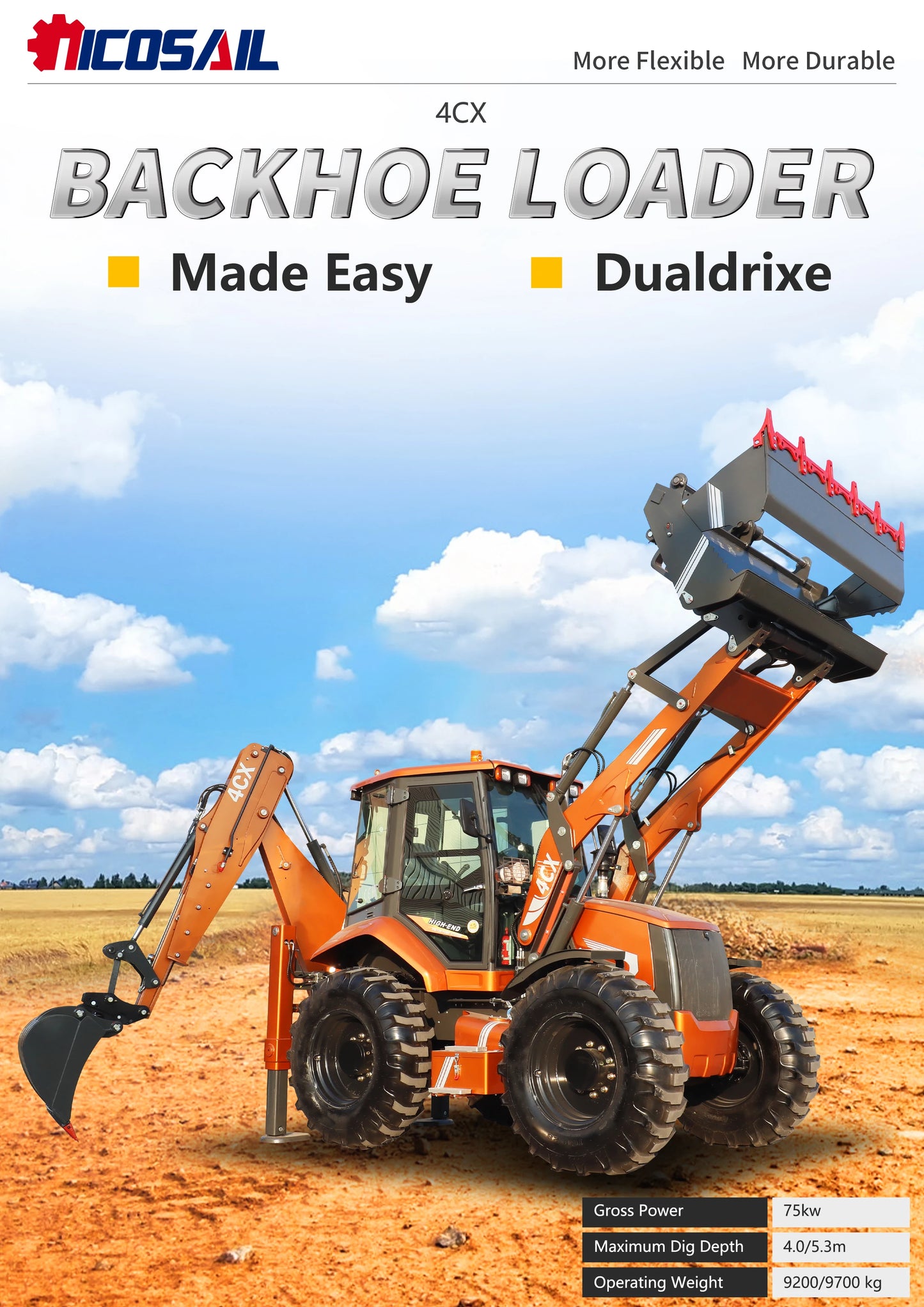 Small Multifunctional Customizable Loader Excavator Backhoe Loader Busy Two-End Operation