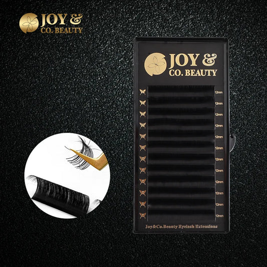JoyCo Eyelash Extension Korean Pbt Individual Silk Eyelash 0.03-0.15 Premium Matte Black Volume Cosplay Makeup Classic Lashes