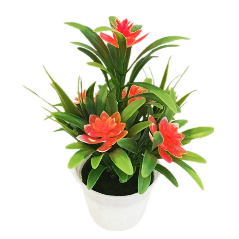 Artificial Flowers Bonsai Diy Desktop Ornaments Flowerpot Home Garden Office Table Potted Decor Christmas Wedding Decorative