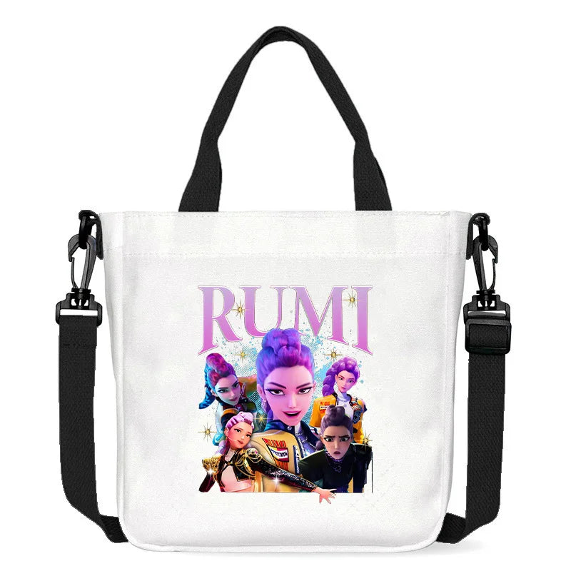 Move K-Pop Demon Hunters Canvas Bag Fashion Printed Handbag Cute Cartoon Anime Commuting Portable Book Storage Bags Pocket Gifts