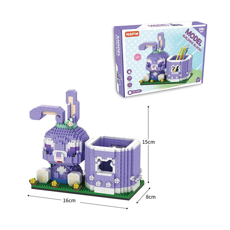 Stitch Pikachu Creative Building Blocks Pen Holder Series DIY Mini Diamond Building Block Doll Children's Toys Christmas Gift