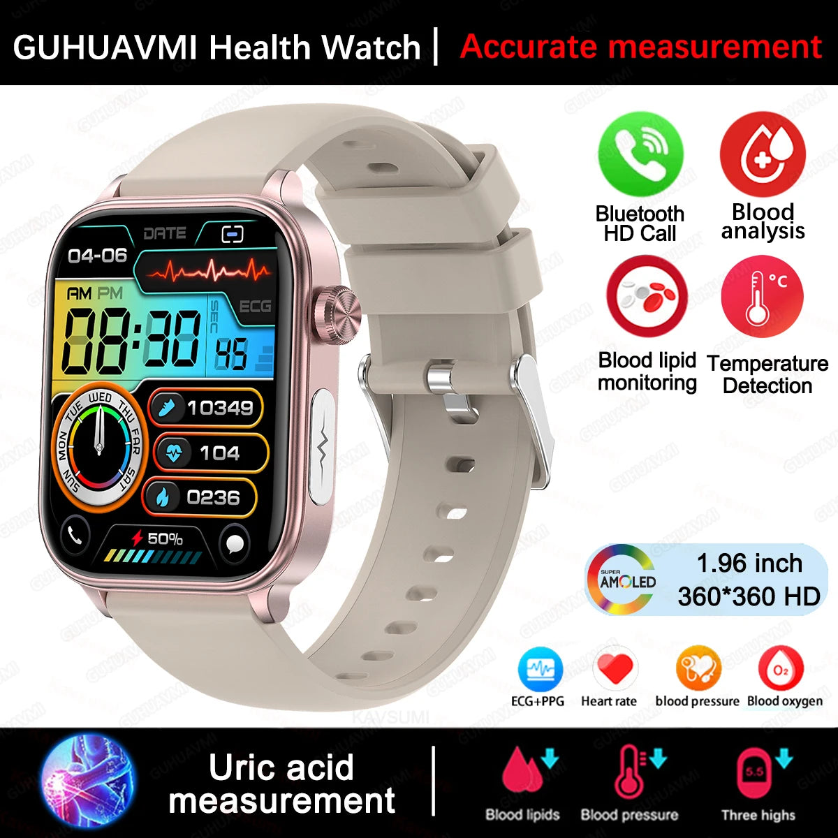 2025 New For XIAOMI ECG+PPG Blood Fat Uric Acid Health Smartwatch Men Women Heart Rate Blood Pressure Bluetooth Call Smart Watch