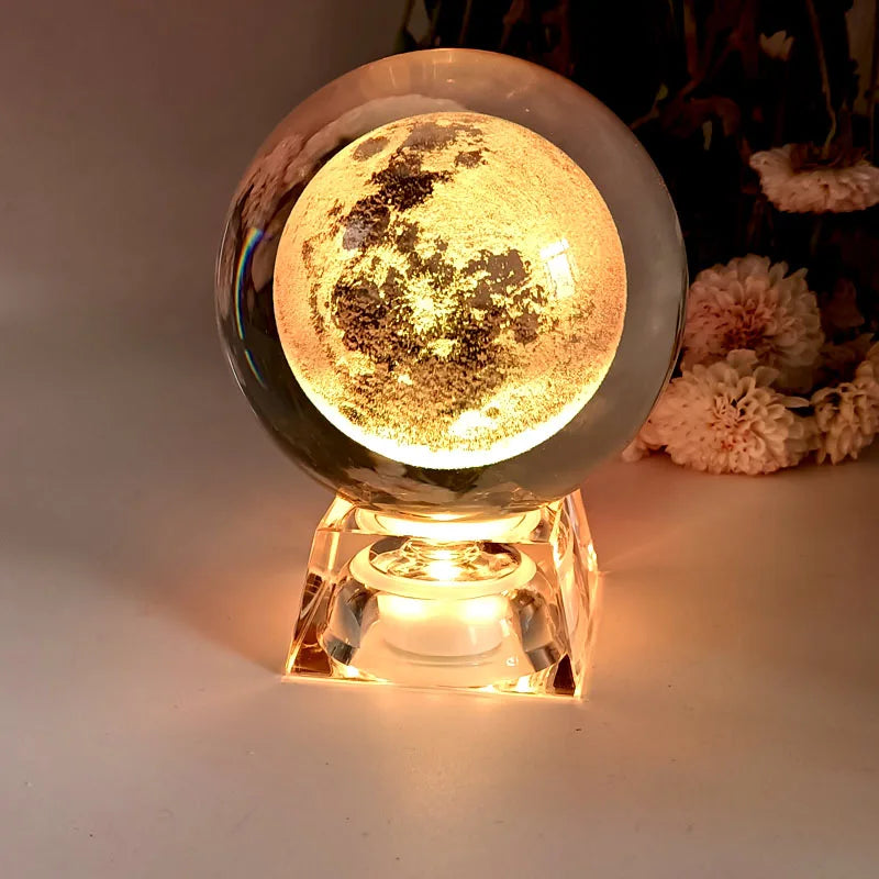 3D Crystal Ball Laser Engraved Planet Crystal Ball Solar System Globe Astronomy Gift  Birthday Gift Glass Sphere Home Decoration