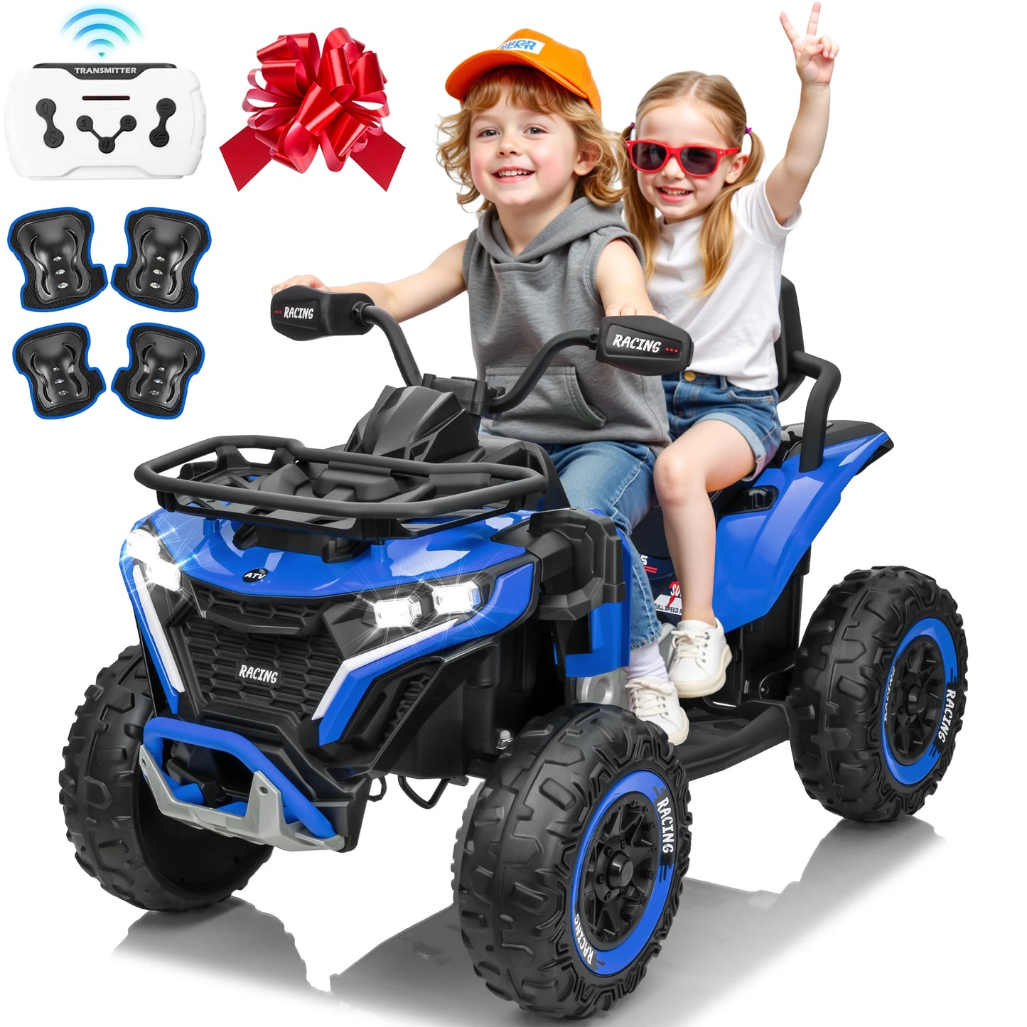24V Large Four-Wheeled Off-Road Vehicle for Kids - 800W Powerful Motor, 4WD  Dual Leather Seats, Parental