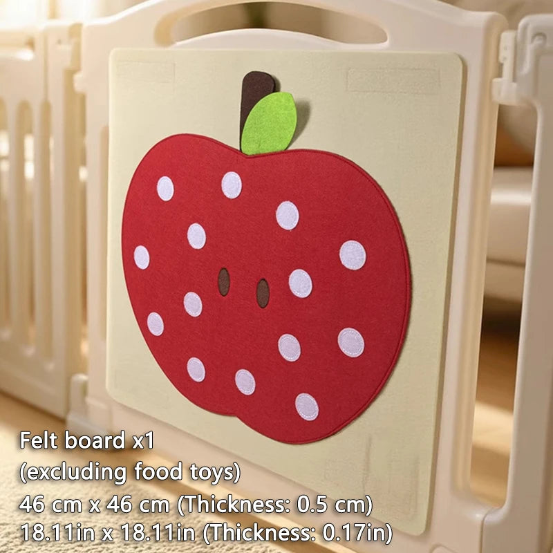Baby Felt Board Play Food Toys Wall Sticker Fruits Vegetables Pretend Play Kitchen Games Fine Motor Skills Early Educational Toy