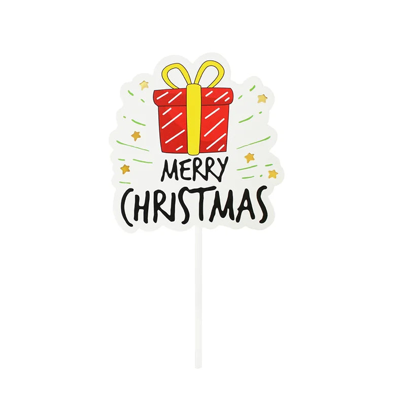 Merry Christmas Cake Toppers Cartoon Xmas Tree Cake Decor Snowman Happy New Year Cupcake Toppers Decor For Party Home 2025 Noel