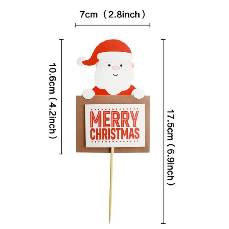 Merry Christmas Cake Toppers Cartoon Xmas Tree Cake Decor Snowman Happy New Year Cupcake Toppers Decor For Party Home 2025 Noel