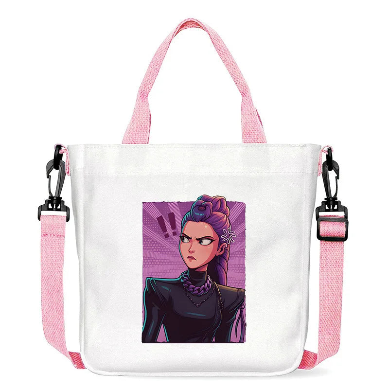 Move K-Pop Demon Hunters Canvas Bag Fashion Printed Handbag Cute Cartoon Anime Commuting Portable Book Storage Bags Pocket Gifts