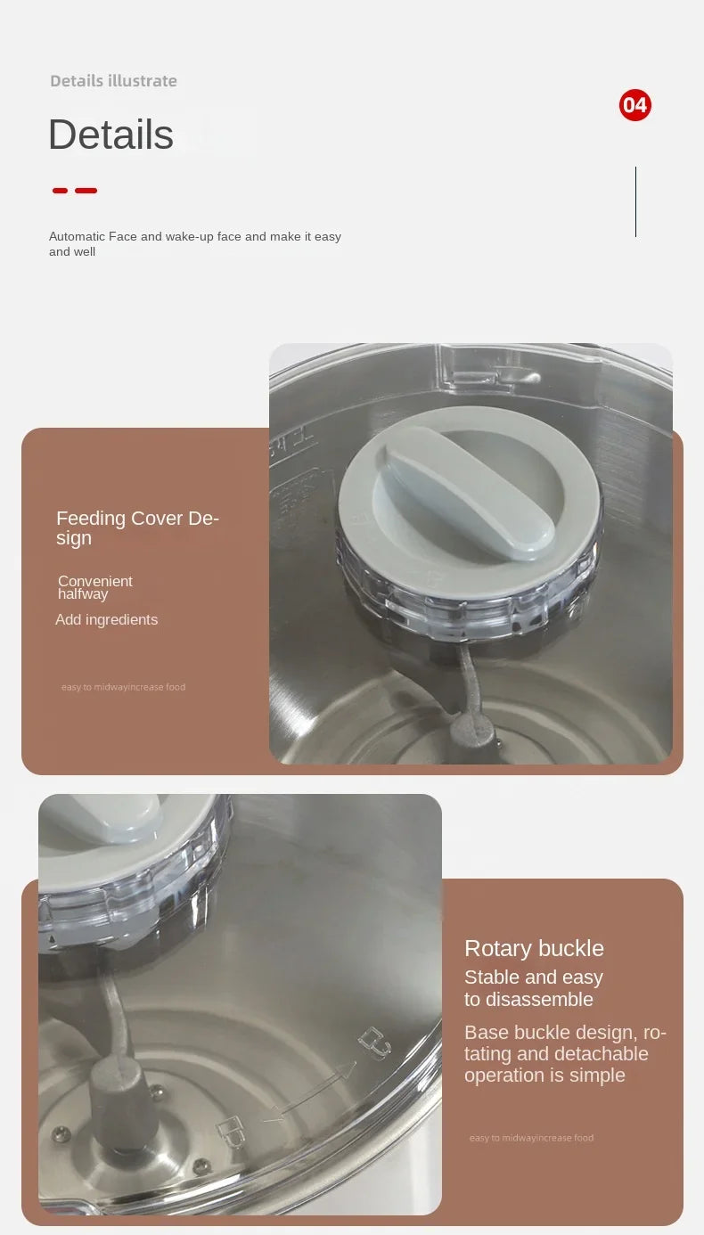 Small household kneading machine with dough mixer, fully automatic stainless steel flour mixer, bread maker