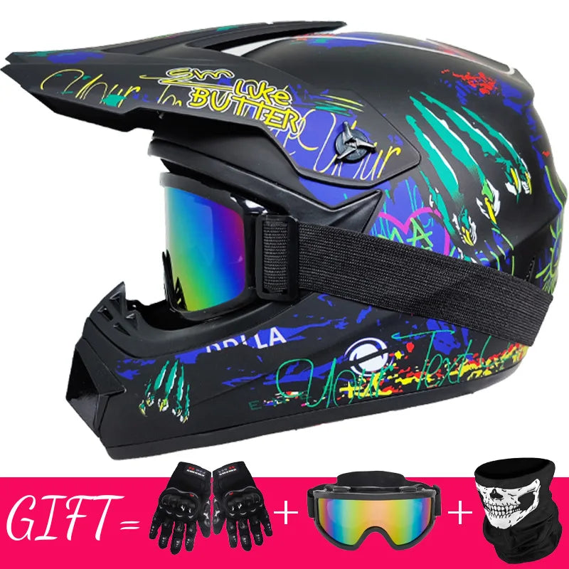 Motorcycle Helmet Off-road Bike Helmet Capacete Motocross Casco send 3 men kids gift Motocross Downhill AM DH Cross Helmet