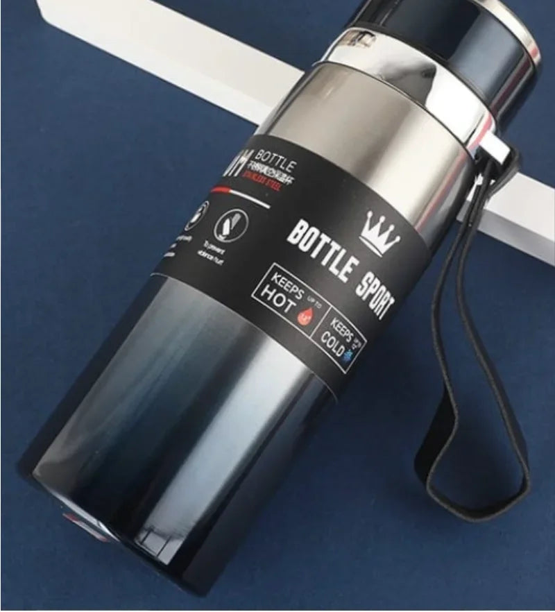 1000ml Stainless Steel Thermal Water Bottle Vacuum Insulated Thermos Flask Leakproof Coffee Tea Cup for Office Travel Use