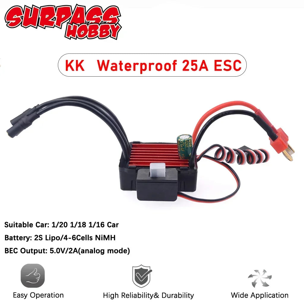SURPASS HOBBY 25A 35A 45A 60A 80A 120A 150A Waterproof Brushless mini ESC T/XT60  for 1/10 RC Car Crawler speed controller Motor
