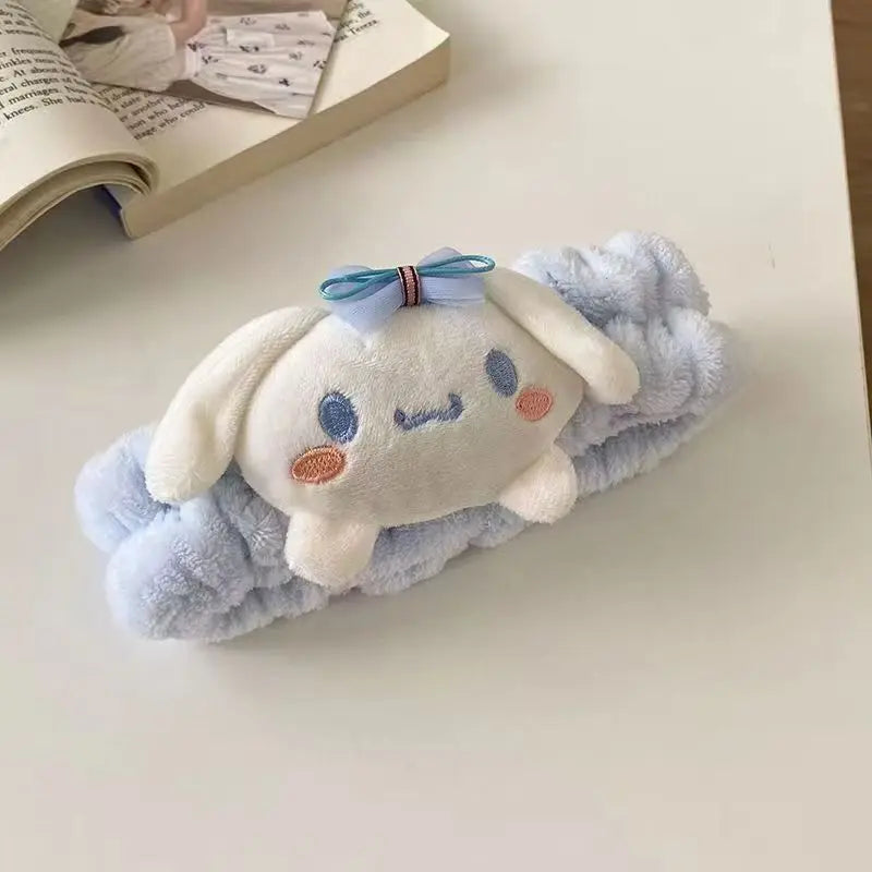 Sanrio Headband Kuromi Plush Scrunchie Cartoon Hello Kitty Headwear Sweet And Cute Anti Slip Hair Band Girl Heart Decorative Gif