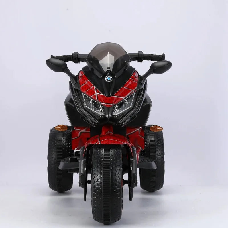 12V Rechargeable Kids Ride On Motorcycle, 3-Wheel Electric Motorbike with PU Seat, Training Wheels, Manual Throttle, LED Lights