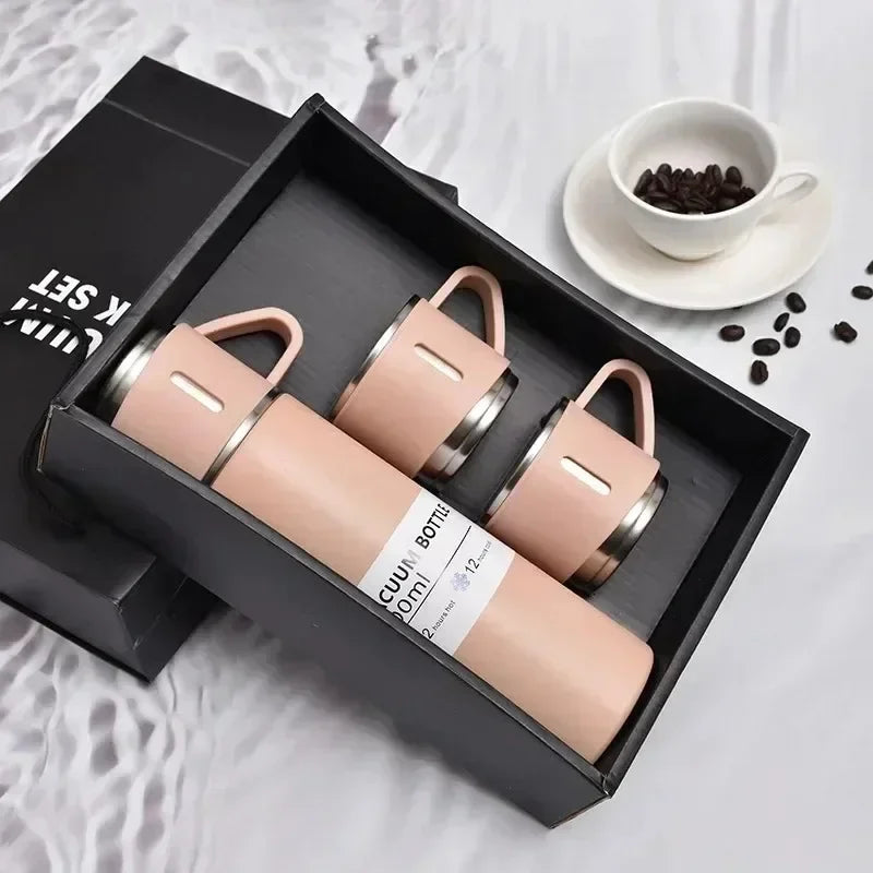 304 Stainless Steel Vacuum Insulated Bottle Gift Set Office Business Style 500ML Coffee Mug Thermos Bottle Portable Flask Carafe