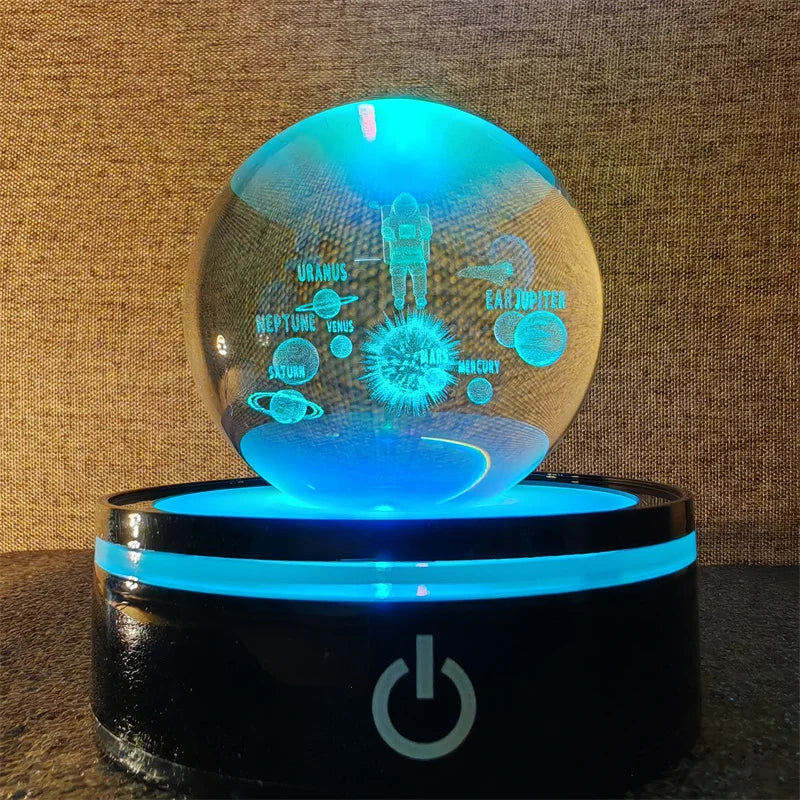 3D Crystal Ball Laser Engraved Planet Crystal Ball Solar System Globe Astronomy Gift  Birthday Gift Glass Sphere Home Decoration