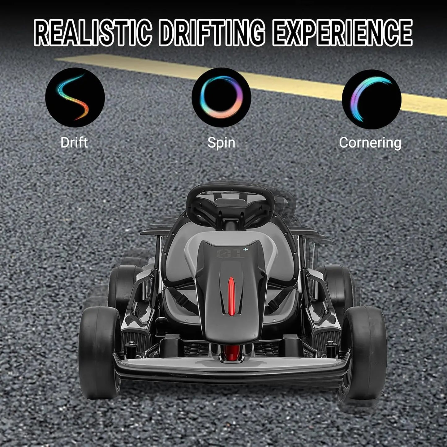 24V Go Kart Ride On Racing Toy for Kids 6+ Ride On Drift Kart with 200W*2 Extra Powerful Motors Large Battery with Music Horn