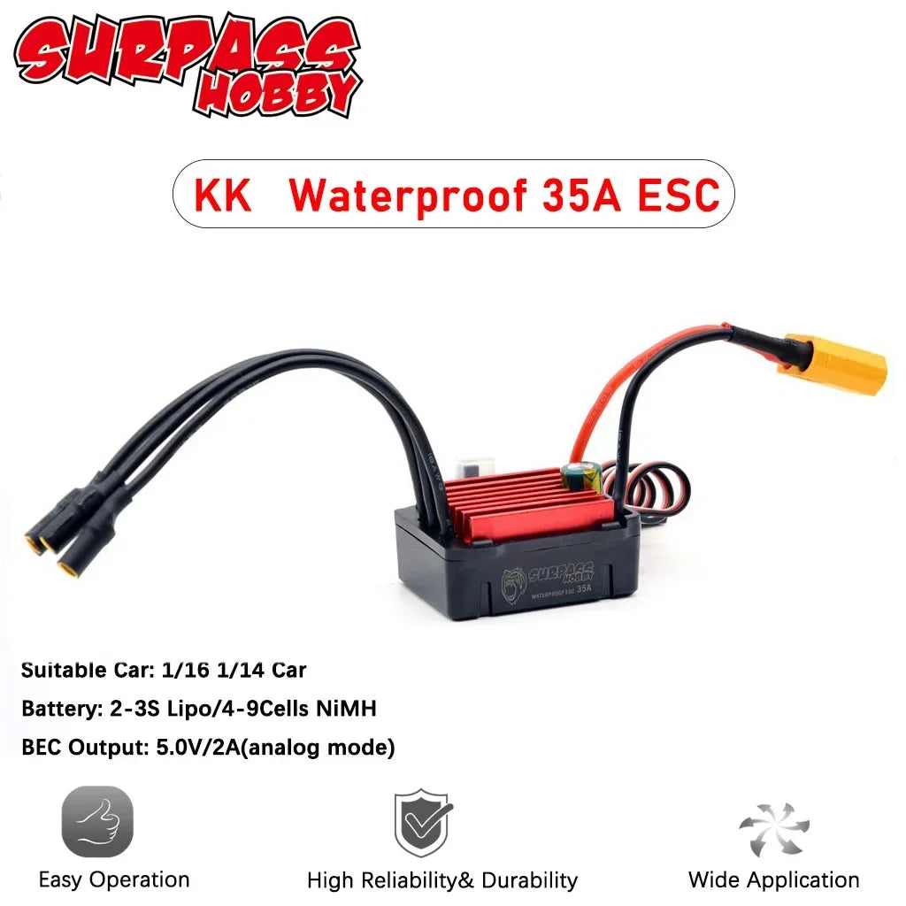 SURPASS HOBBY 25A 35A 45A 60A 80A 120A 150A Waterproof Brushless mini ESC T/XT60  for 1/10 RC Car Crawler speed controller Motor