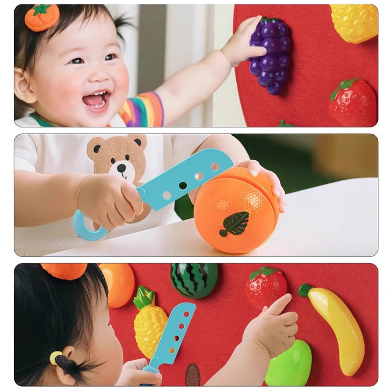 Baby Felt Board Play Food Toys Wall Sticker Fruits Vegetables Pretend Play Kitchen Games Fine Motor Skills Early Educational Toy
