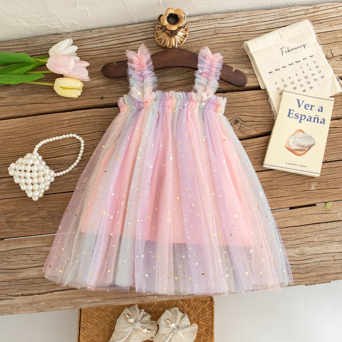 Baby Dresses Summer Colorful Sequins Mesh Baby Girl Dress Sweet Sling Girls Wedding Flower Girl Kid's Dress Baby Girl Clothes