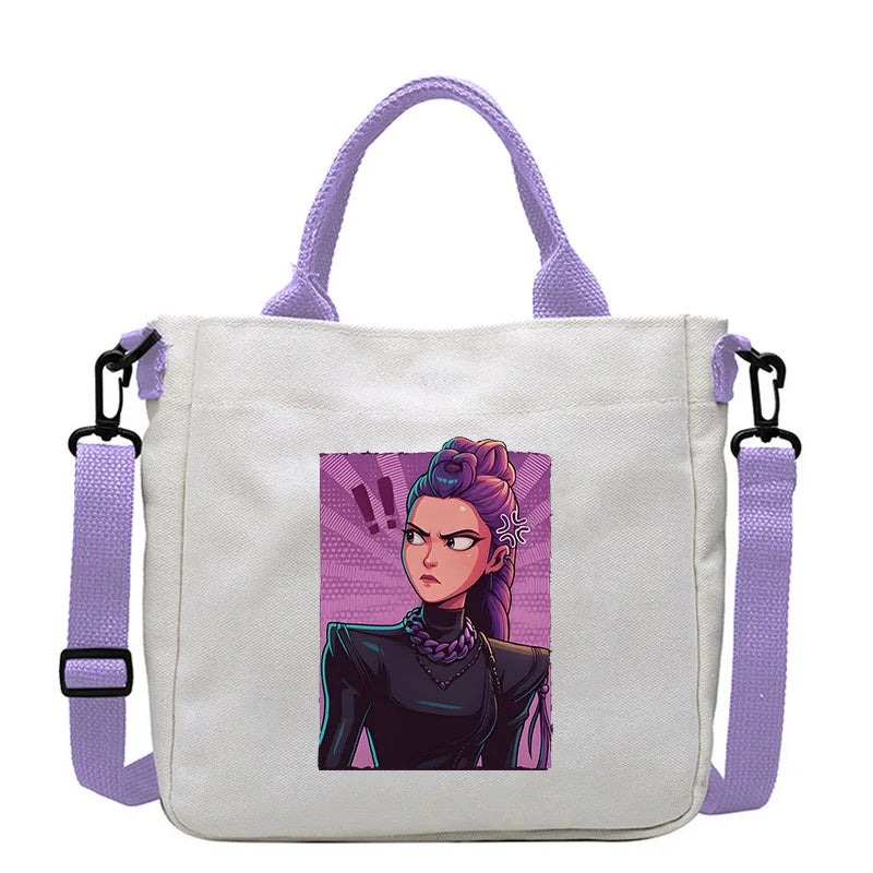 Move K-Pop Demon Hunters Canvas Bag Fashion Printed Handbag Cute Cartoon Anime Commuting Portable Book Storage Bags Pocket Gifts