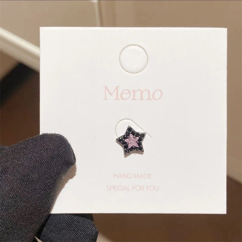 1PCS Pink Love Heart Chain Double Ear Hole 316L Stainless Steel Ear Bone Nail Y2K Fashion Hottie Earrings for Women Jewelry