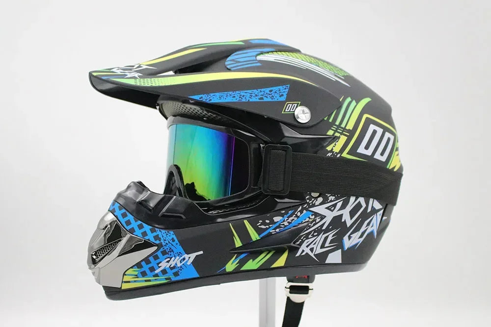 Motorcycle Downhill Helmet Motobiker Goggles Classic Bicycle MTB Racing Helmet Motocross Full Face Off-road Mountain Motocross