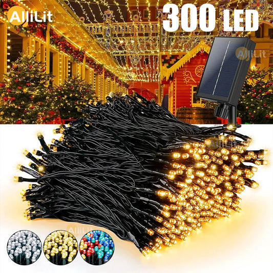 AlliLit LED Solar String Light Fairy Outdoor Garden Waterproof Lamp 2025 Christmas Garland Xmas Holiday Party Home Decoration