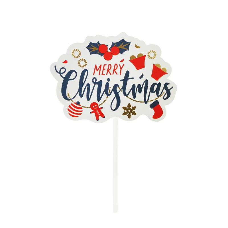 Merry Christmas Cake Toppers Cartoon Xmas Tree Cake Decor Snowman Happy New Year Cupcake Toppers Decor For Party Home 2025 Noel