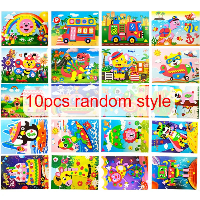 5/10/20pcs Children EVA Foam Sticker Toy 3D Puzzle Early Education Toys Cute Cartoon Animal Puzzle for Kids Toy Girls Gift TMZ