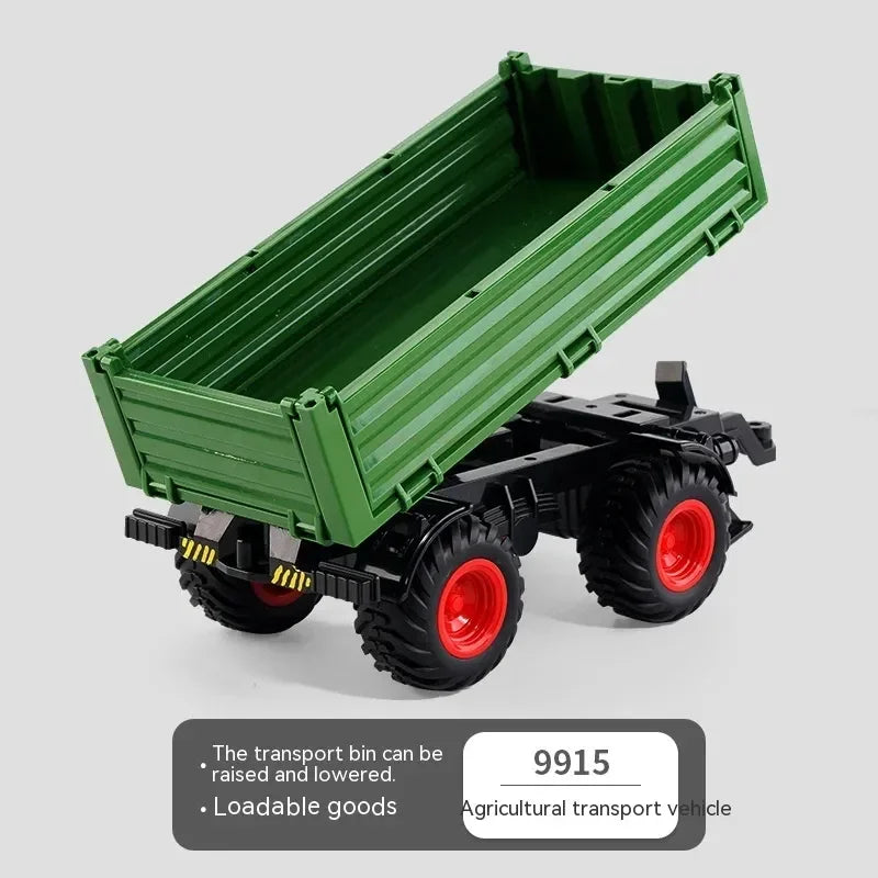 1:24 Inertia Tractor Trailer With Headlights Farm Toy Set Car Truck Farm Simulation Child'S Birthday Christmas New Year Gift