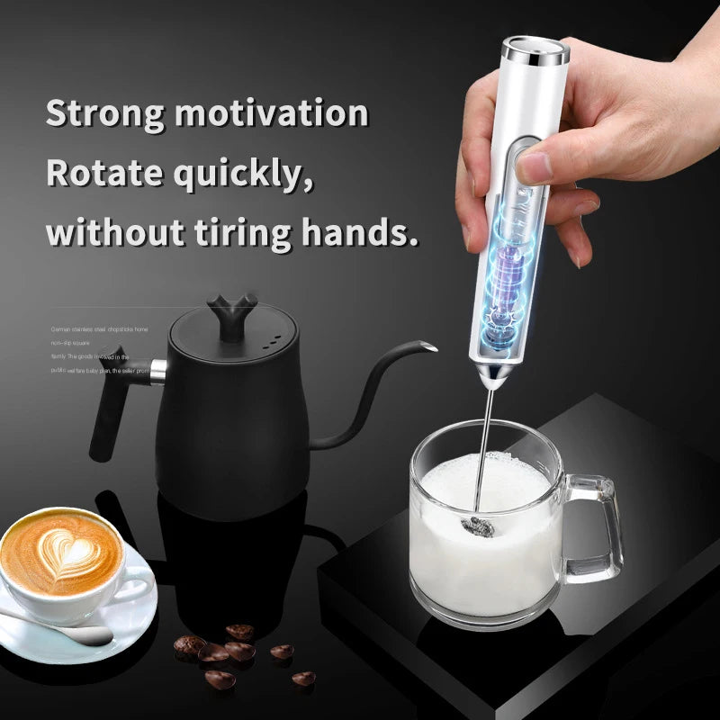 TINSOL Electric Milk Frother Mini Handheld Wireless Power Type-C Charging Convenience Coffee Milk Whipping Kitchen Whisk