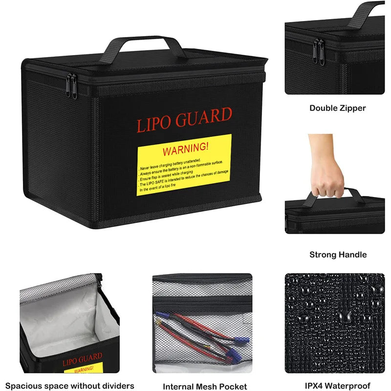 Model Aircraft Lithium Battery Explosion-Proof Bag, Three-Dimensional Zipper Explosion-Proof And Flame-Retardant Tote Bag