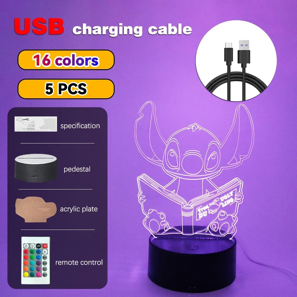 LED Night Ligh Illusion Stitch Lamps Remote Control Smart Touch Home Room Decor Lamp Christmas Valentine's Day Birthday Gifts