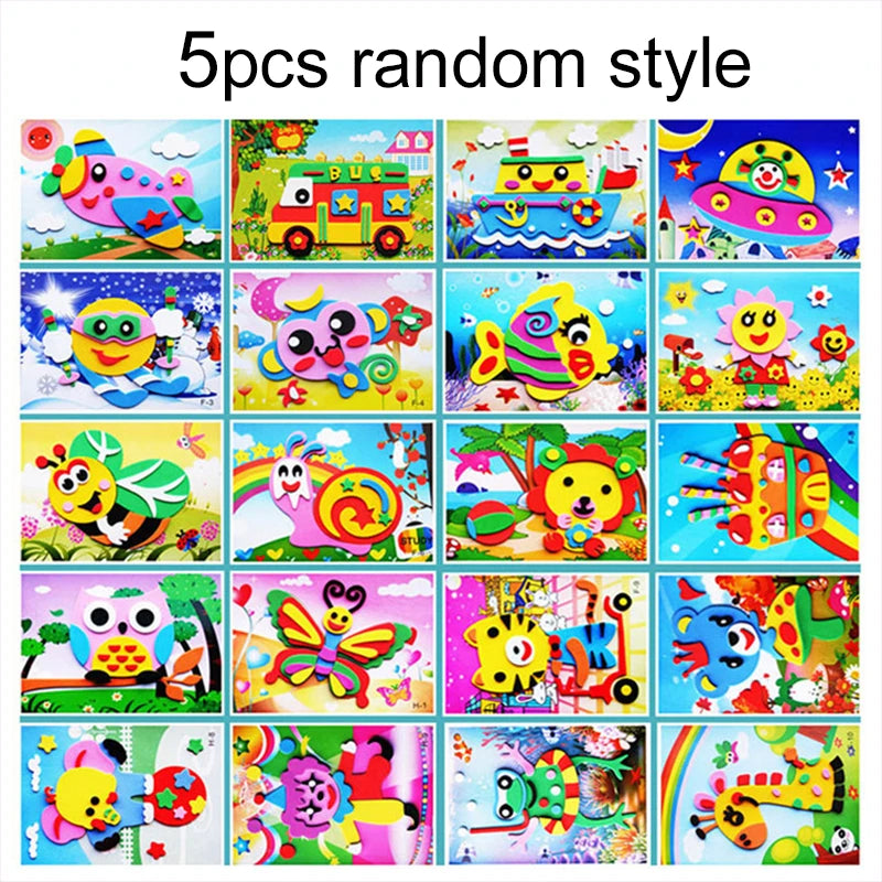5/10/20pcs Children EVA Foam Sticker Toy 3D Puzzle Early Education Toys Cute Cartoon Animal Puzzle for Kids Toy Girls Gift TMZ